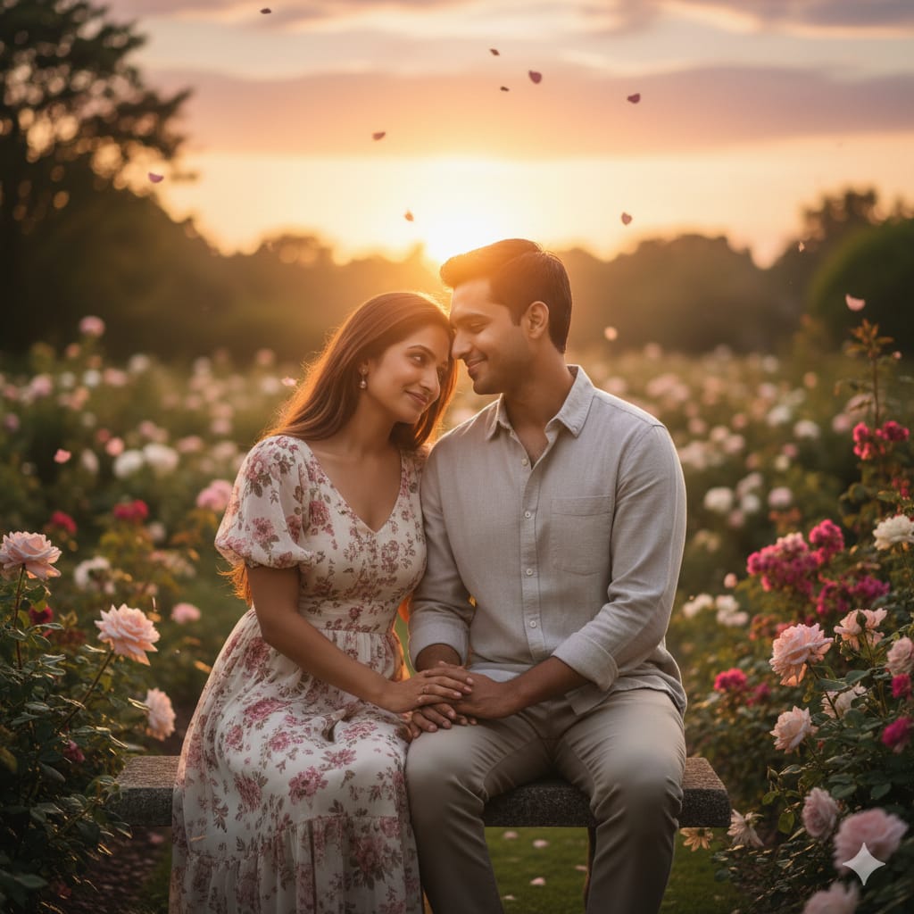 रोमांटिक वैलेंटाइन डे 2026 लाल गुलाब के साथ प्यार भरा पल