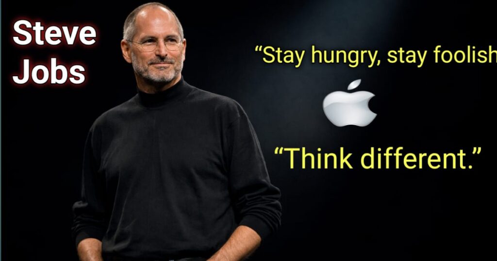 Steve Jobs Birthday 2026 motivational portrait with Think Different quote and Apple logo