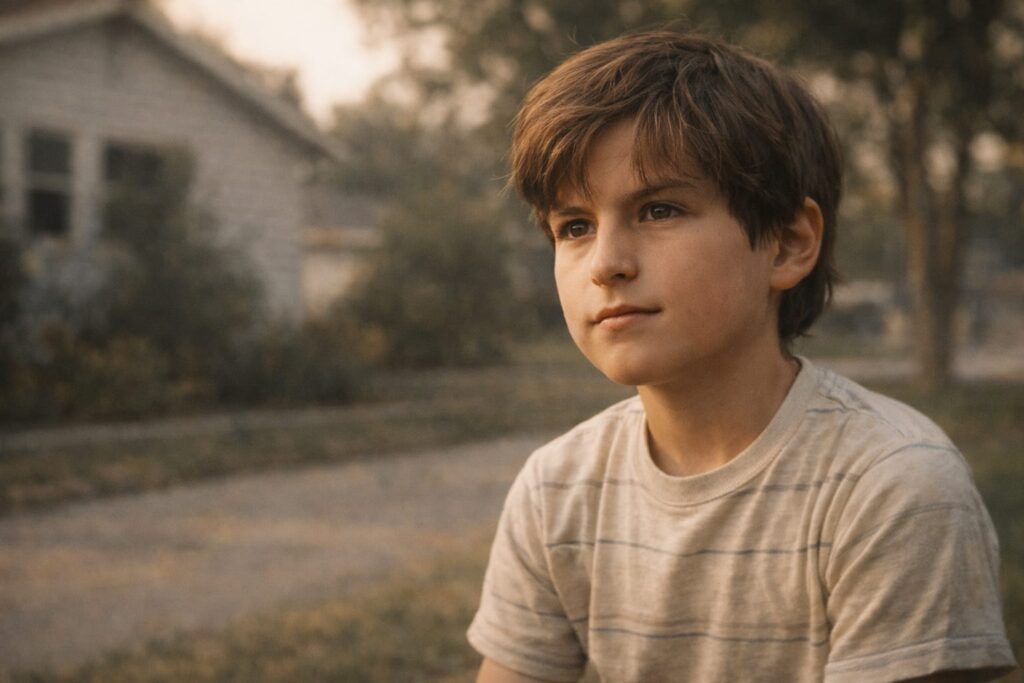 Young Steve Jobs childhood photo 1950s curious boy sitting outdoors